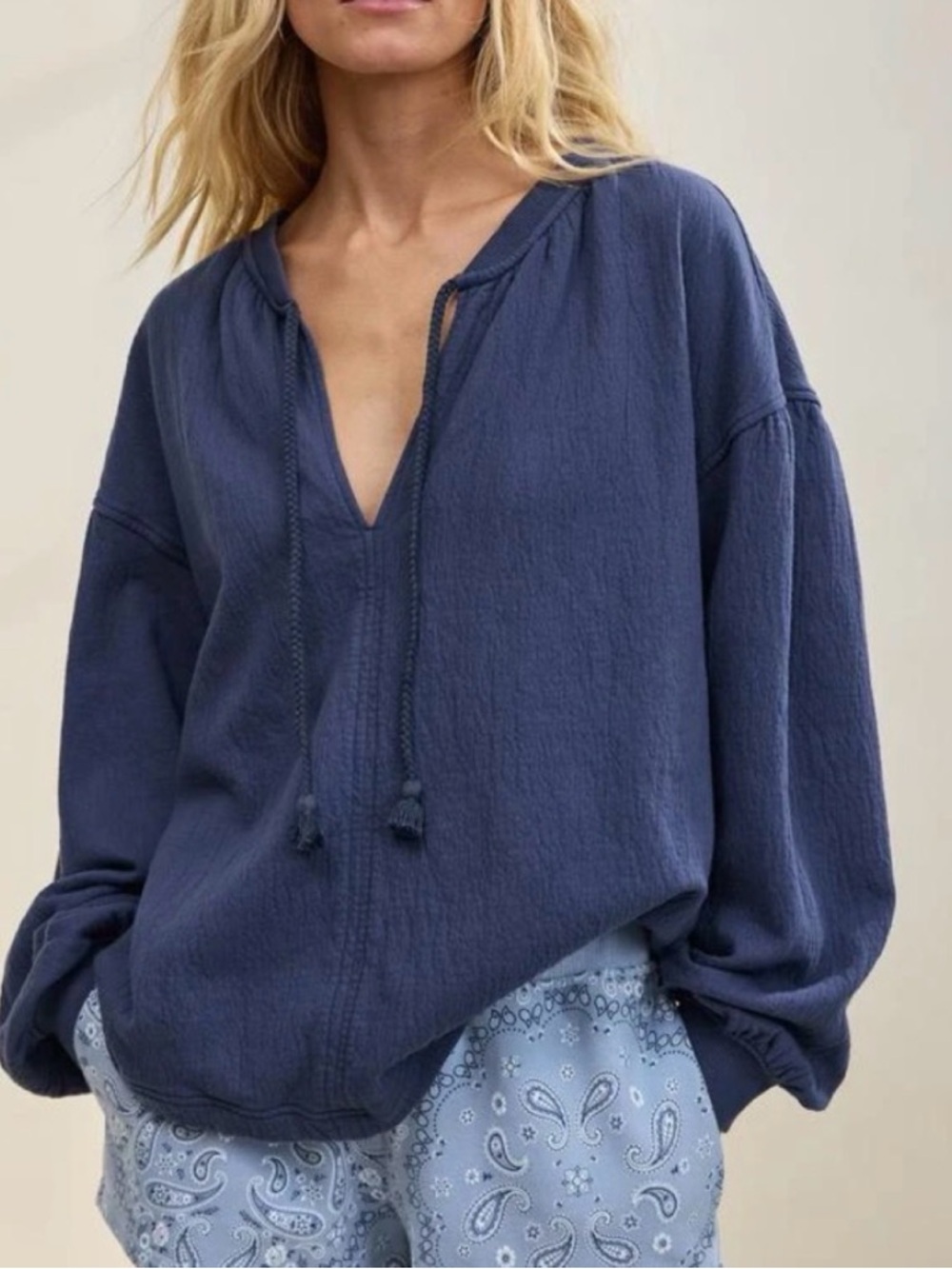 aerie Midnight Blue V-Neck Pullover Hoodie